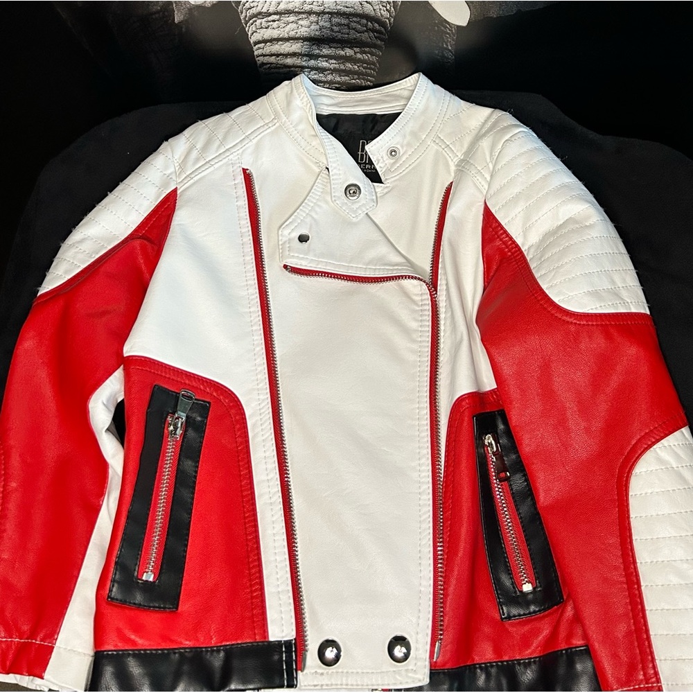 Kids multi color leather Biker jacket High-End fashion